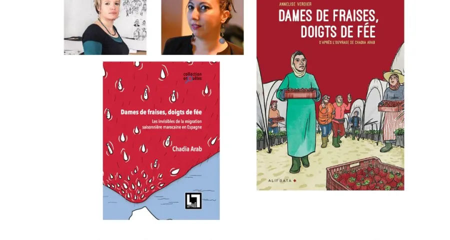 Affiche pour le Débat Dames de fraise de Chadia Arab