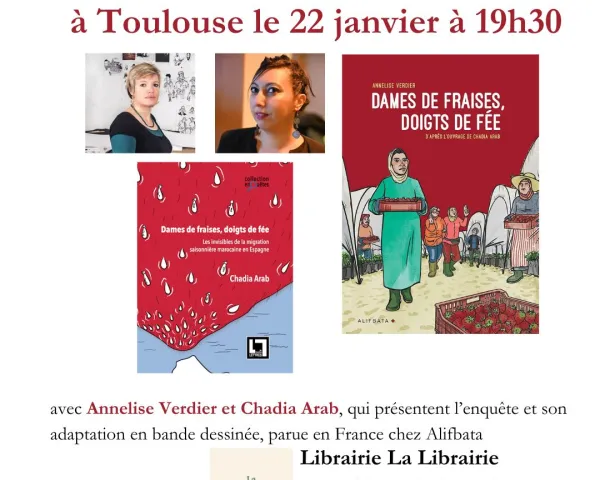 Affiche pour le Débat Dames de fraise de Chadia Arab