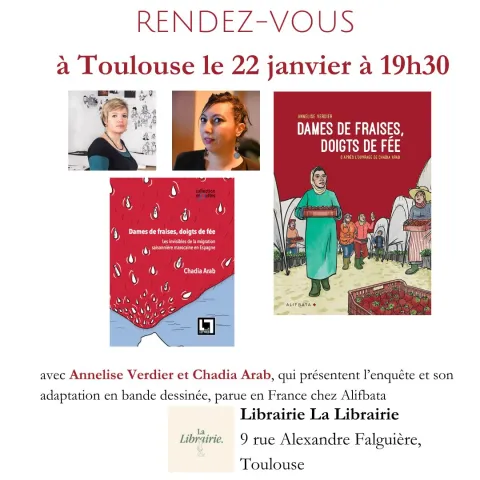 Affiche pour le Débat Dames de fraise de Chadia Arab